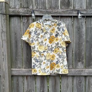 Vintage Denim and Co. Floral Shirt - Yellow and Gray